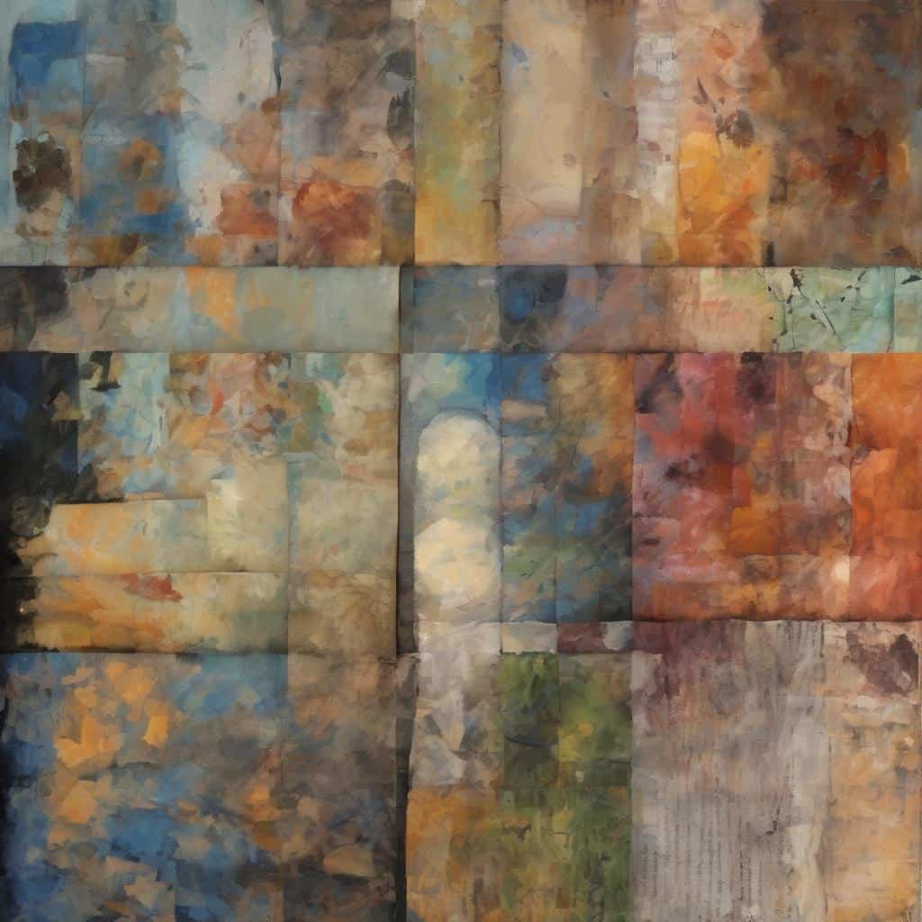 Λευκός και γκρίζος πίνακας με αφηρημένα, δυναμικά χρώματα και υφές που αναδεικνύουν τη δημιουργικότητα και τη σύνθεση έργων ελληνικής τέχνης.