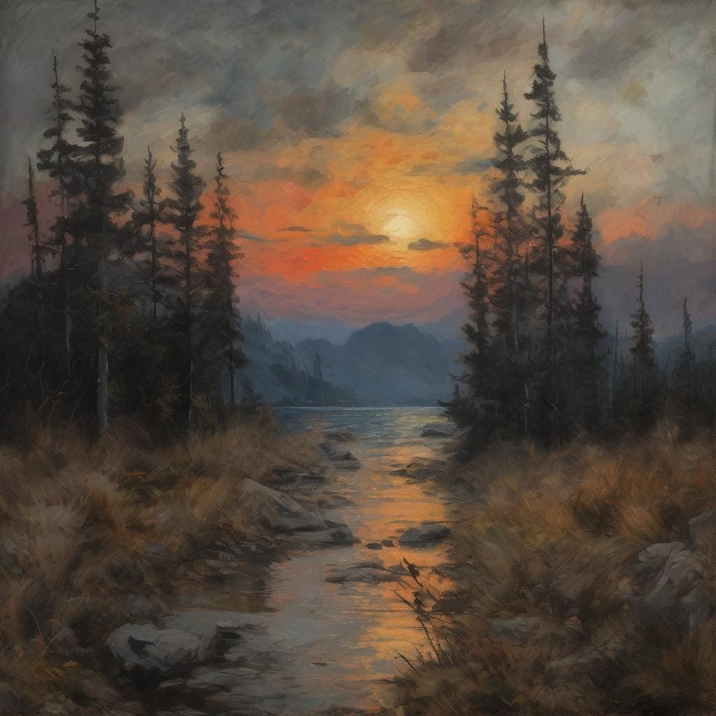 Κατασκευή τοπίων με δυναμική μορφή, που αναδεικνύει την ομορφιά της φύσης και τον δυναμισμό στη σύνθεση έργων τέχνης.